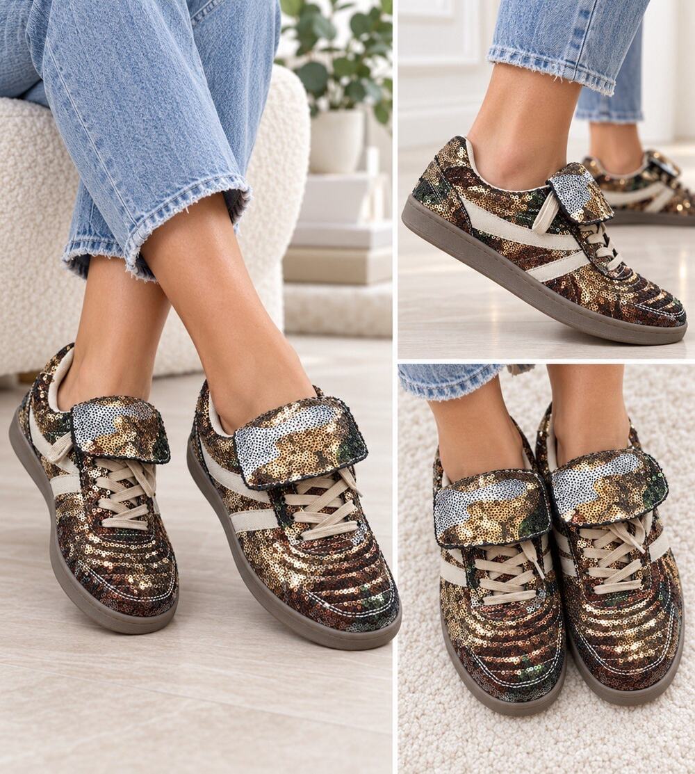 Steve Madden Madrid Sequin Camo Sneakers size 11